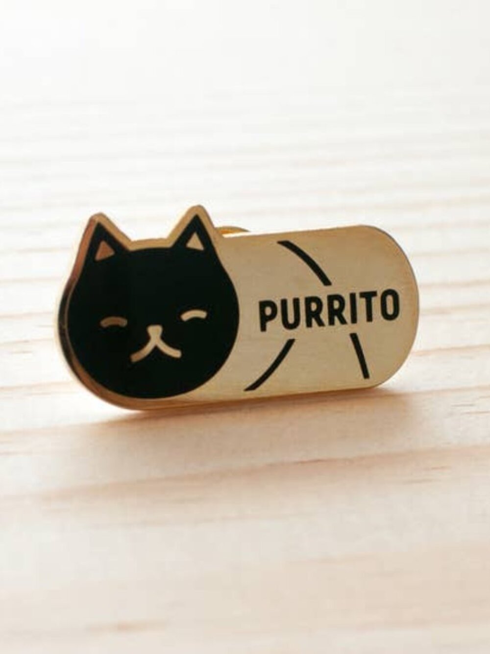 Black cat purrito pin